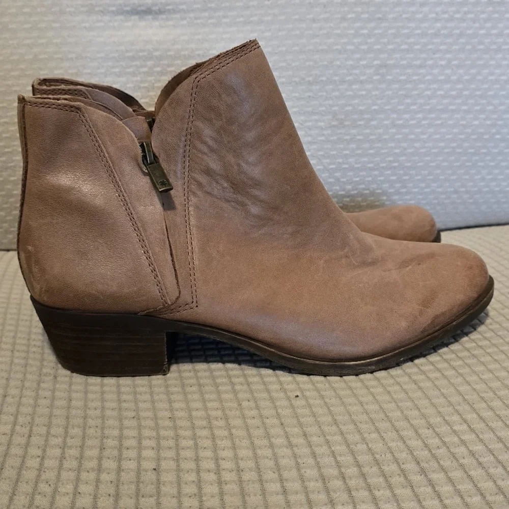 Lucky Brand Brown Ankle Booties with Suede Finish